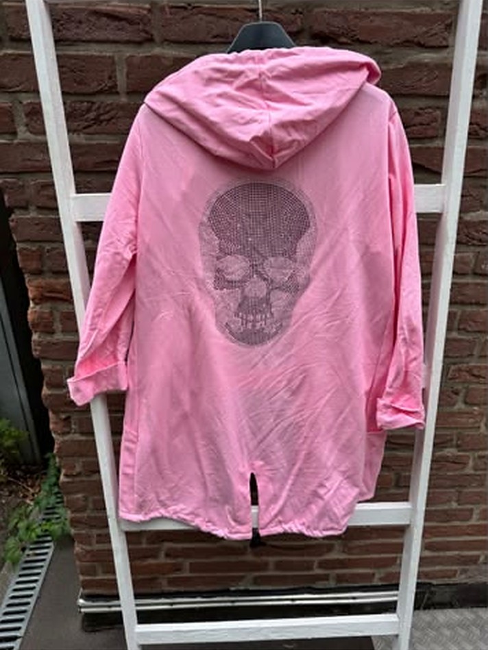 Cardigan mit Totenkopf-Print in Rosa