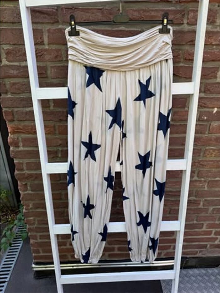 Haremshose mit Sternen in Beige