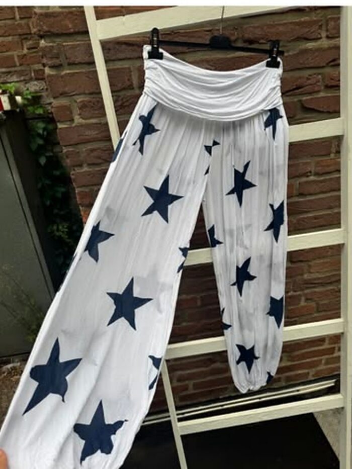 Haremshose mit Sternen in Weiß