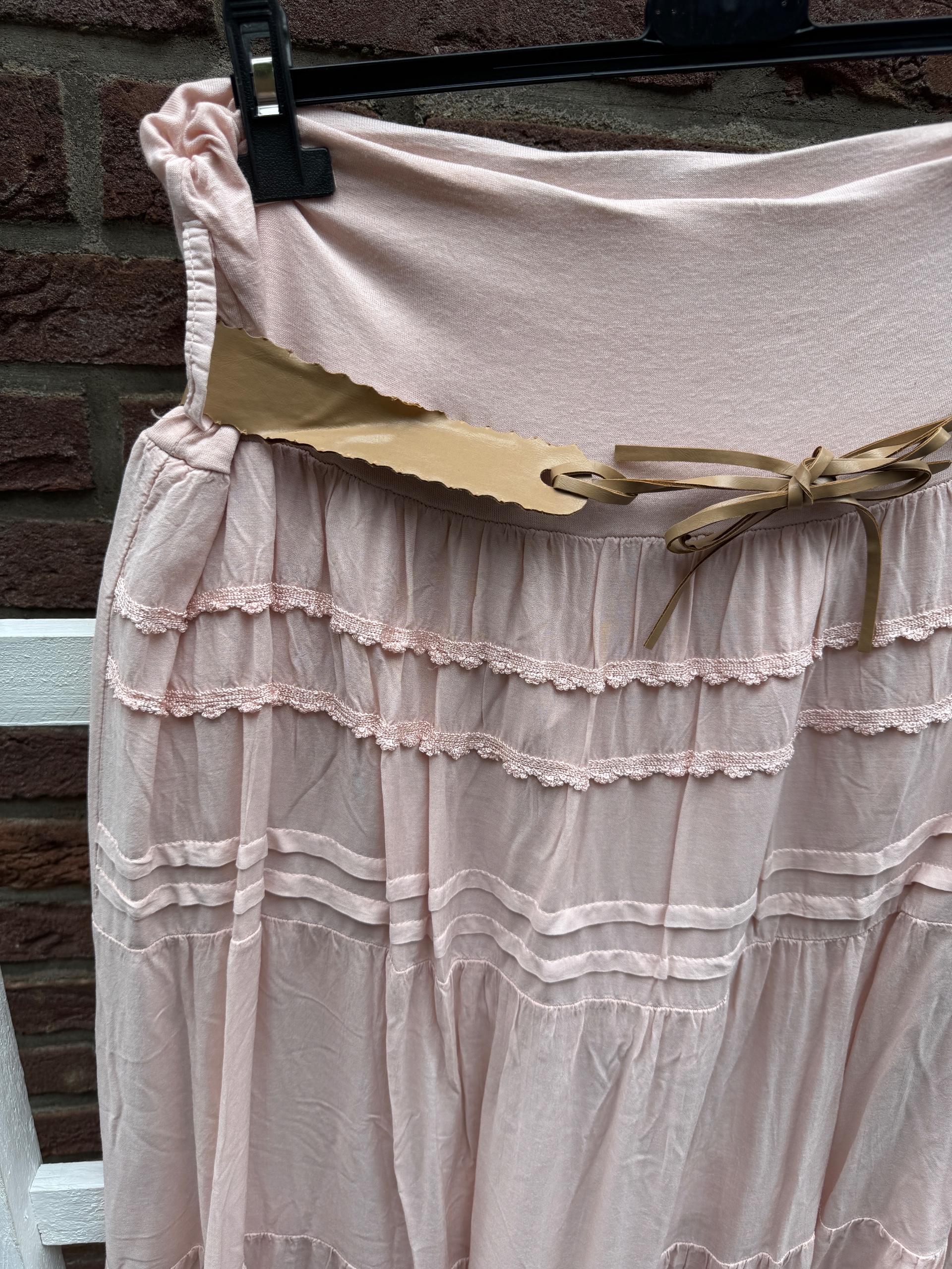 Damen Maxi rock Gürtel spitze rosa