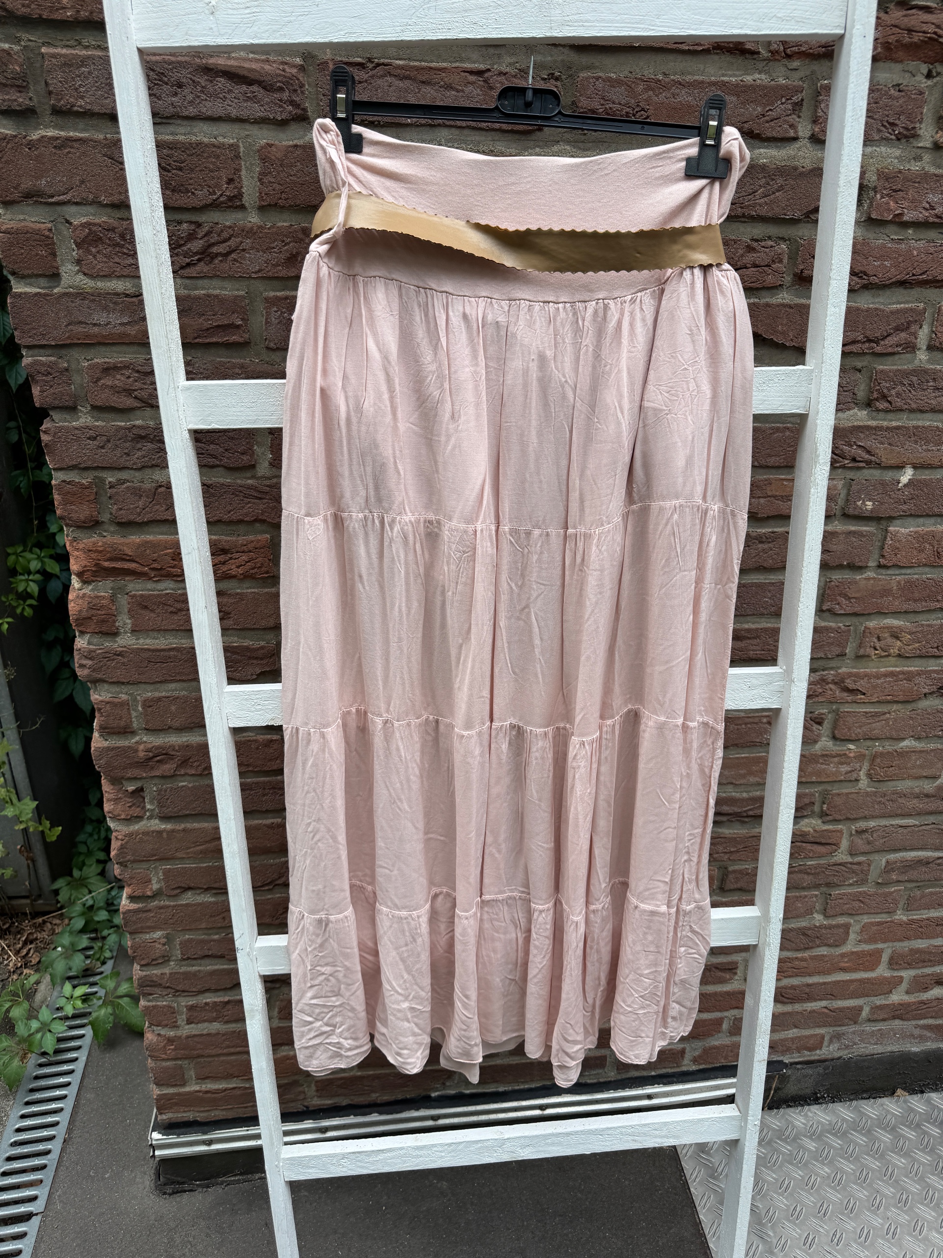 Damen Maxi rock Gürtel spitze rosa