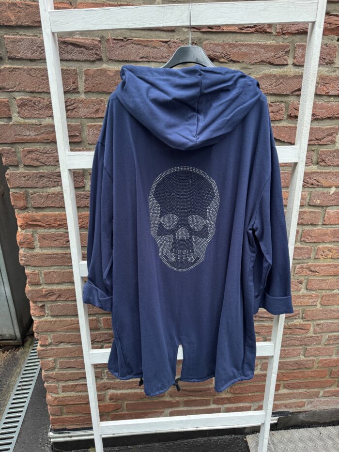 Cardigan sweatjacke mit Totenkopf-Print in dunkelblau