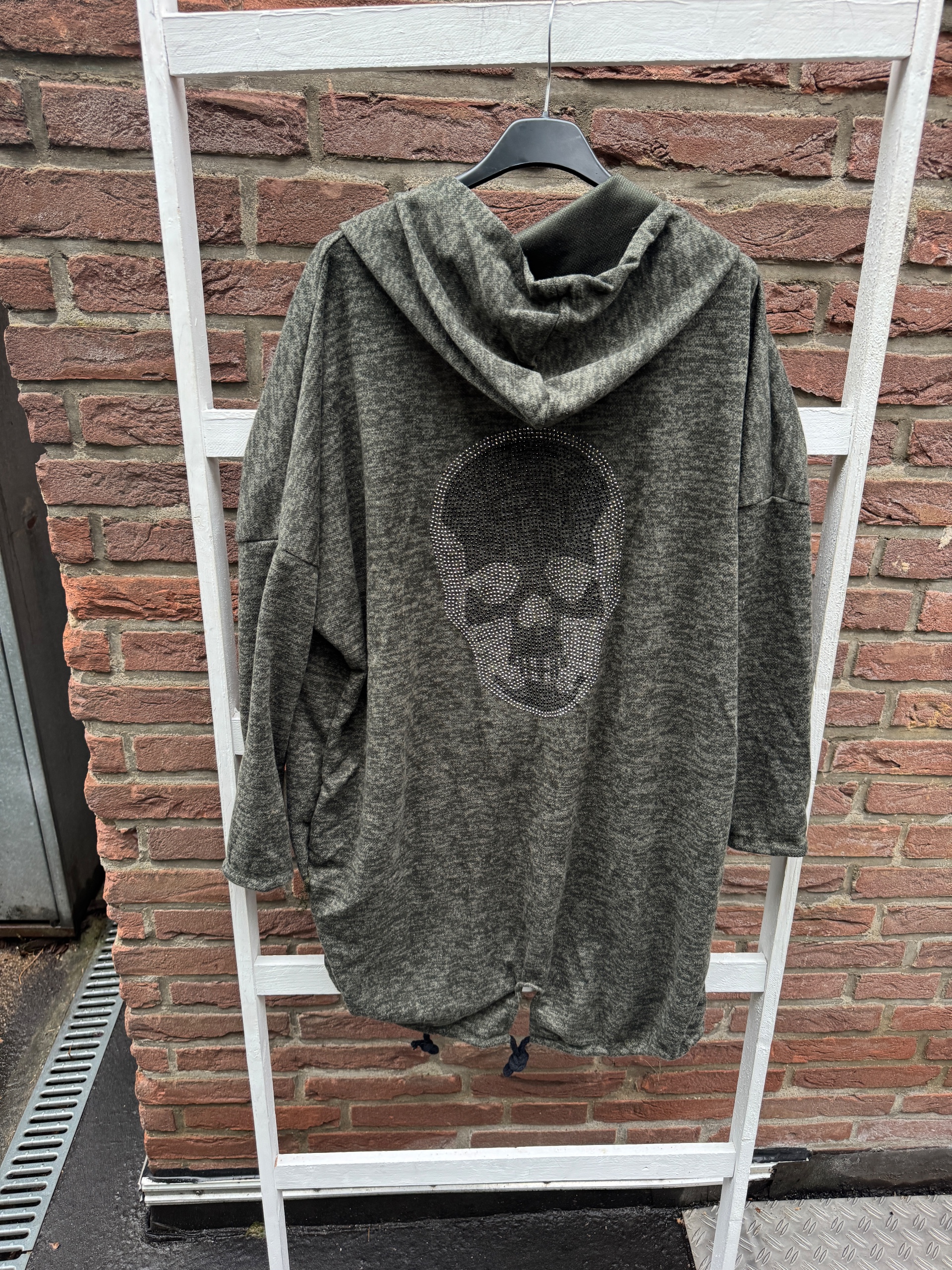 Damen cardigan Strickjacke skull khaki
