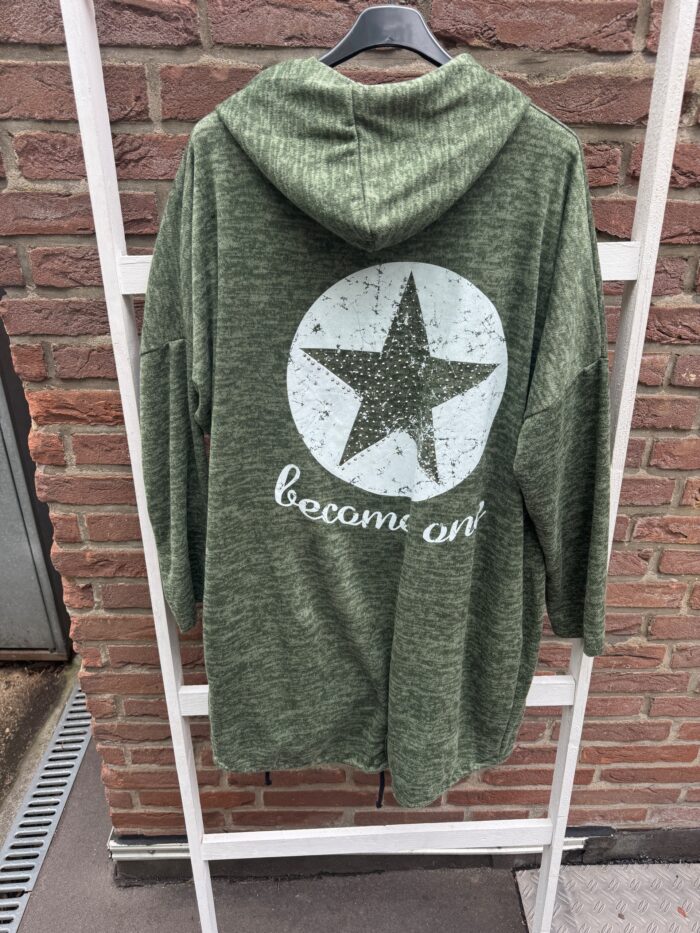 Damen cardigan Strickjacke Stern grün/khaki