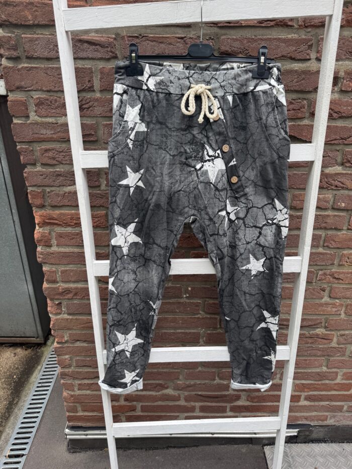Damen Jogginghose, Sweat Pants Sterne, schwarz
