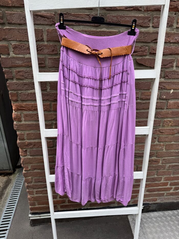 Damen Maxi rock Gürtel spitze lila / Flieder