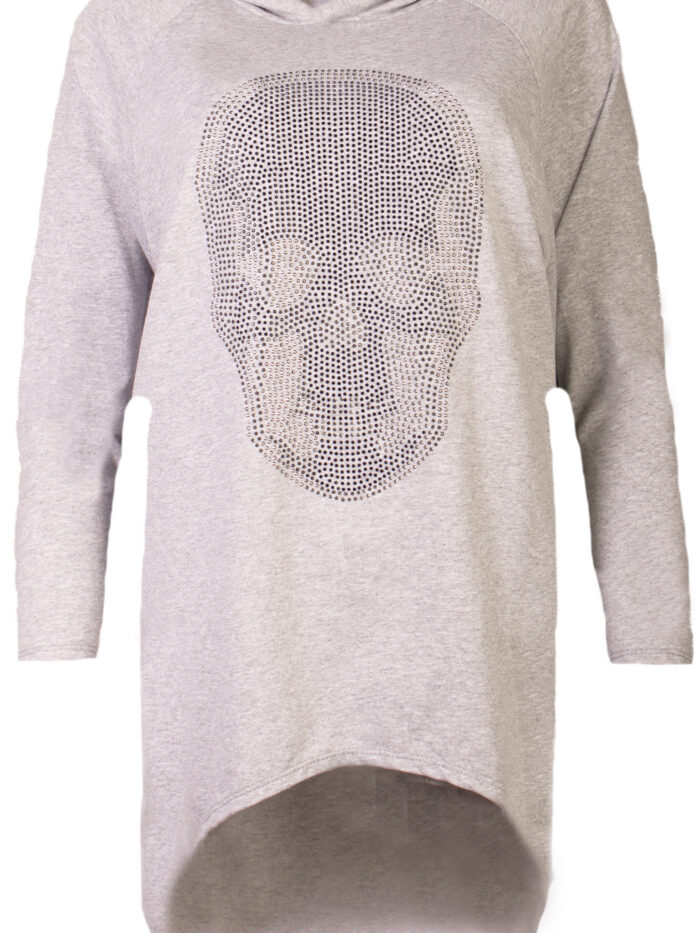 Damen Pullover, Skull grau  gr.38-48